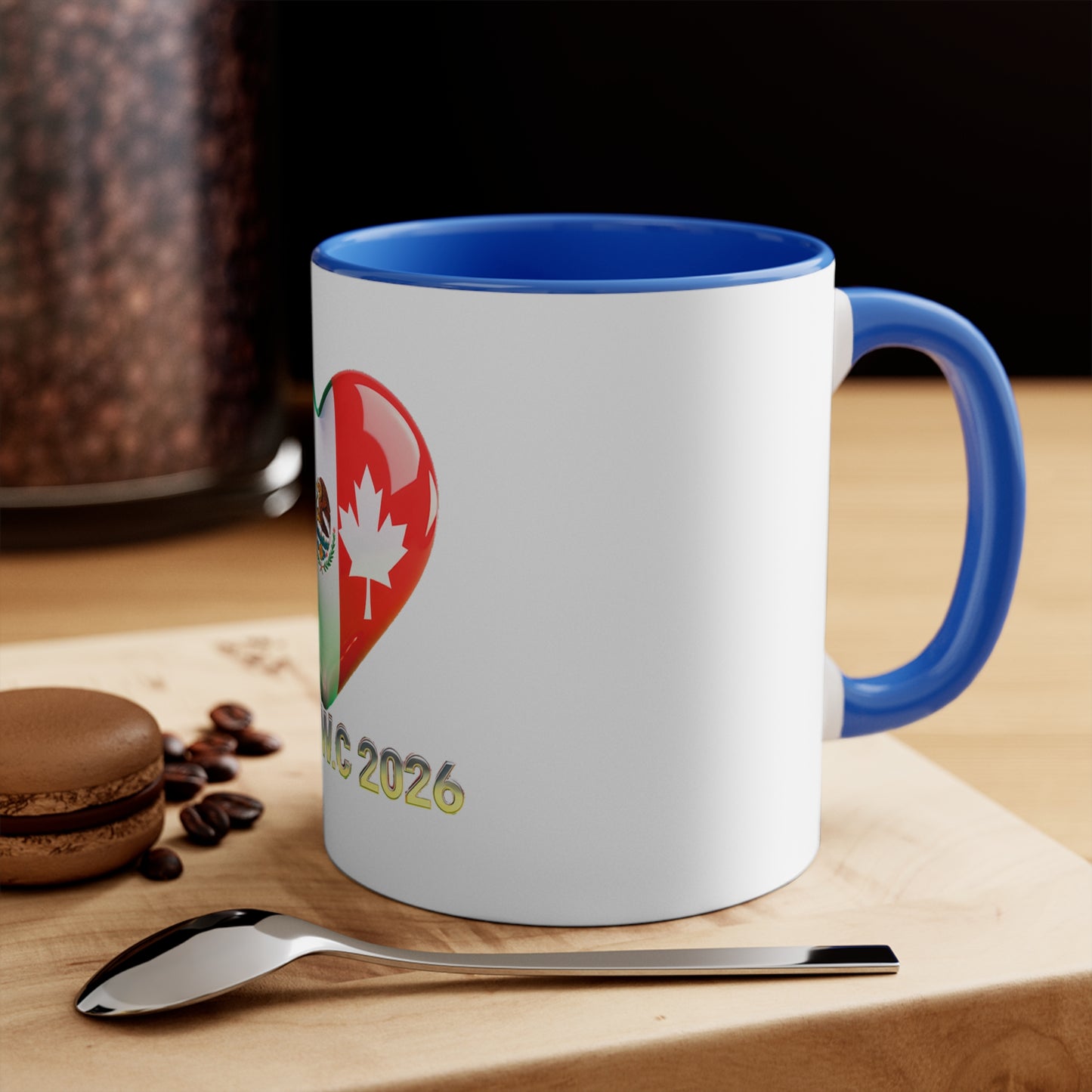United W.C 2026 Heart Flag Accent Mug — USA Mexico Canada World Cup Souvenir