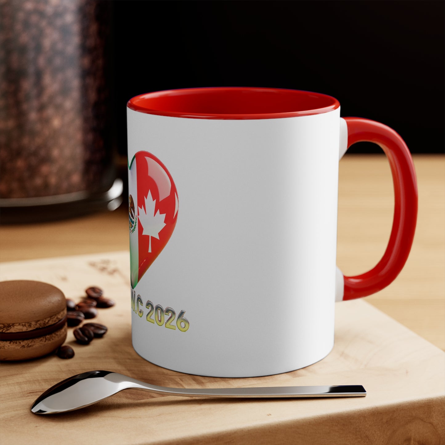 United W.C 2026 Heart Flag Accent Mug — USA Mexico Canada World Cup Souvenir