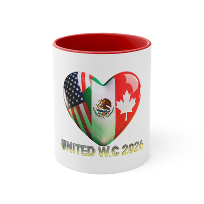 United W.C 2026 Heart Flag Accent Mug — USA Mexico Canada World Cup Souvenir