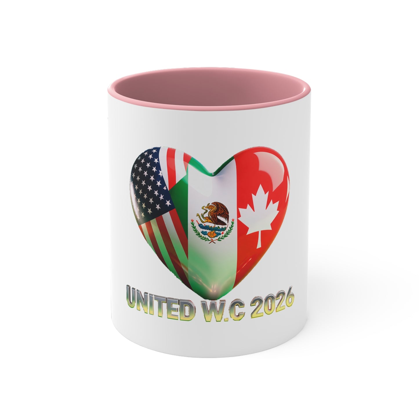 United W.C 2026 Heart Flag Accent Mug — USA Mexico Canada World Cup Souvenir