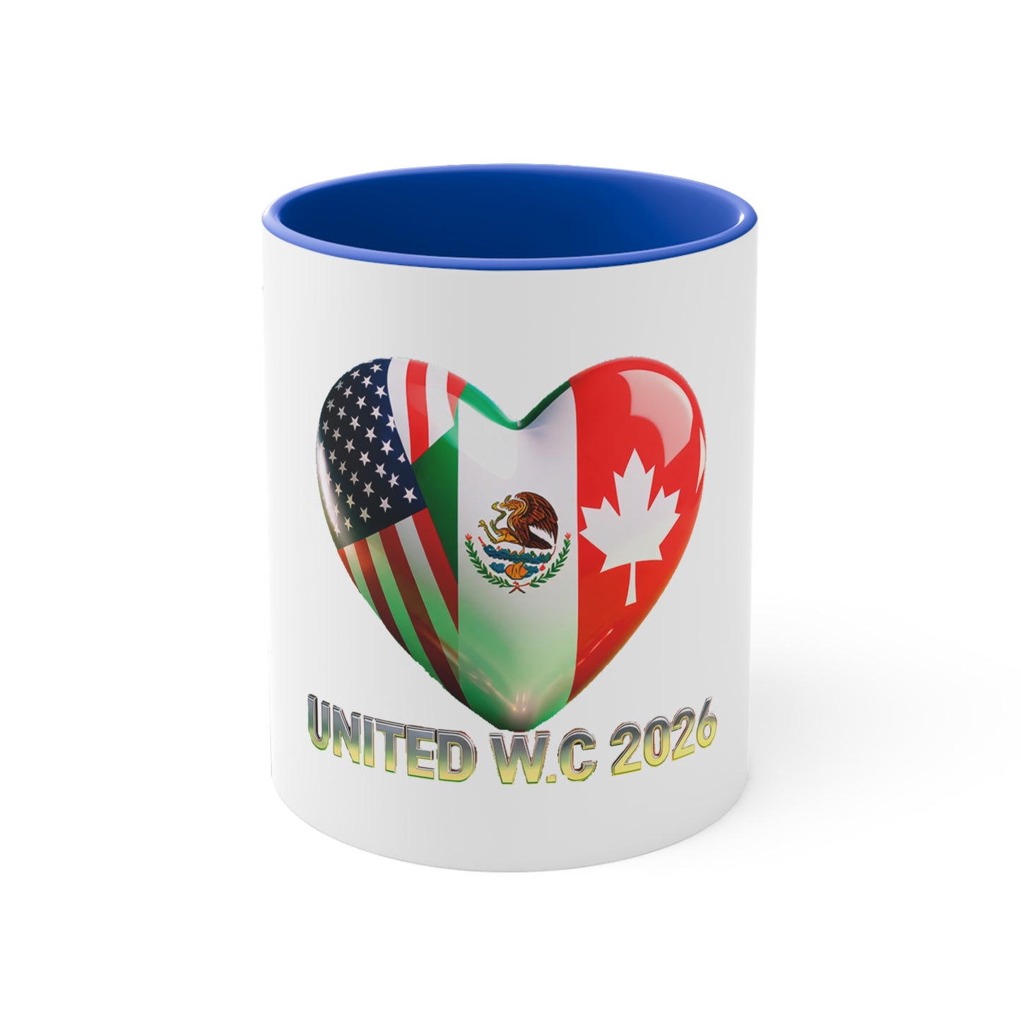 United W.C 2026 Heart Flag Accent Mug — USA Mexico Canada World Cup Souvenir