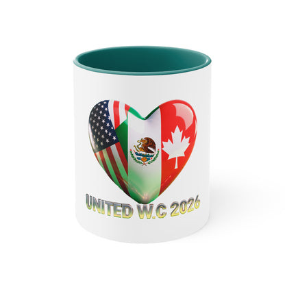 United W.C 2026 Heart Flag Accent Mug — USA Mexico Canada World Cup Souvenir